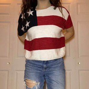 ✰USA flag knit short sleeve tee✰